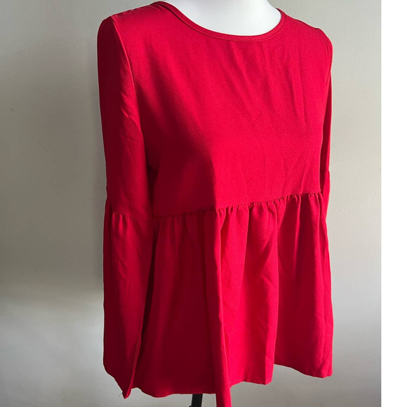 Red Peplum Ruffle Blouse Womens Top by Coral Size M Pullover - Picture 1 of 10